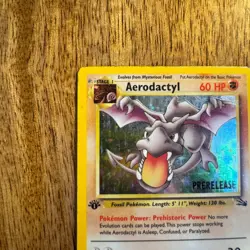 Aerodactyl 1/62 Pokemon Card: 1st Edition Fossil Rare Holo Prerelease - Image 4