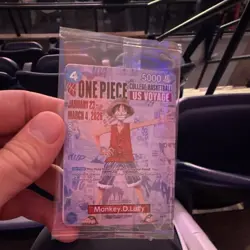 Bandai Namco One Piece CCG Monkey D. Luffy US Voyage Promo Holo Card - Image 1