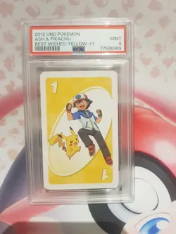 RARE PSA 9 Ash & pikachu pokemon uno card 2012 Only 2 in the world! - Image 1