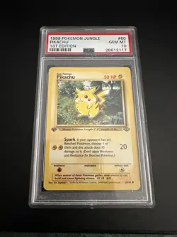 1999 Pokemon Jungle Pikachu 1st Edition PSA 10 Gem Mint #60 Graded Card - Image 1