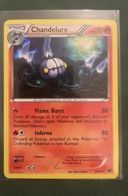 2012 Pokemon CHANDELURE Next Destinies CRACKED ICE HOLO Promo B&W Set Card 20/99 - Image 2