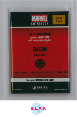 FALCON PANINI MARVEL ANTHOLOGY BADGE CARD WITH MANUFACTURED PATCH 2025 ENGLISH - Image 2