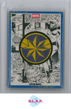 CAPTAIN MARVEL PANINI MARVEL ANTHOLOGY BADGE CARD WITH MANUFACTURED PATCH 2025 - Image 1