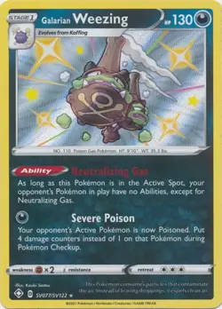 Galarian Weezing SV077/SV122 Shiny Holo Rare Shining Fates: Pokemon TCG - Image 1