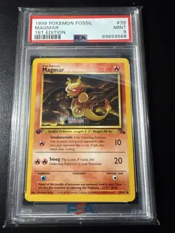 1999 POKEMON FOSSIL MAGMAR 1ST EDITION #39 PSA 8 NEAR MINT - Image 1