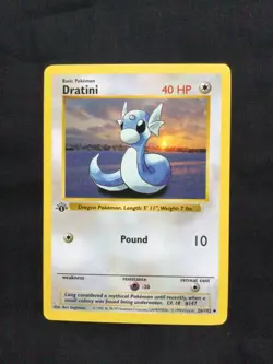Pokemon Cards: Base Set 1st Edition Uncommon: Dratini 26/102 - Image 1