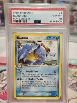 2006 Pokemon BLASTOISE 1/17 Pop Series 3 Non Holo PSA 10 Very Low Pop - Image 2