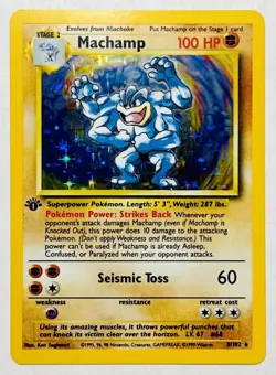 1999 Pokemon Game Base Set Unlimited 8/102 Machamp Holo Rare NM !! - Image 1