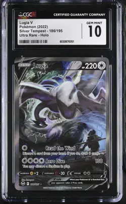 Lugia V 186/195 Ultra Rare Holo Silver Tempest Pokemon CGC 10 Gem Mint *051 - Image 1