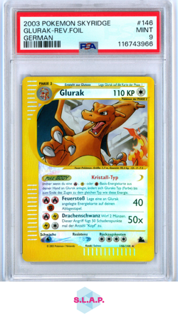 GLURAK-REV.FOIL GERMAN POKEMON SKYRIDGE 2003 146 PSA 9 - Image 1
