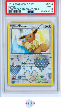EEVEE LEG.TREAS. RADIANT COLL POKEMON BLCK & WHITE LEGENDARY 2013 RC14 PSA 9 - Image 1