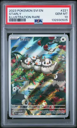 2023 POKEMON SVI EN-SCARLET & VIOLET ILLUSTRATION RARE #221 STARLY PSA 10 - Image 1