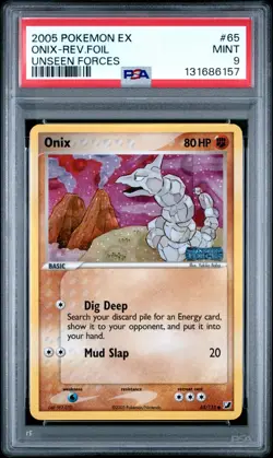 2005 POKEMON EX UNSEEN FORCES #65 ONIX-REVERSE FOIL PSA 9 - Image 1