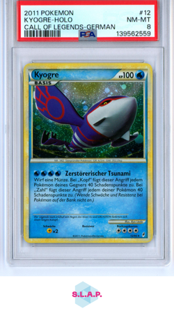 KYOGRE-HOLO CALL OF LEGENDS-GERMAN POKEMON CALL OF LEGENDS 2011 12 PSA 8 - Image 1