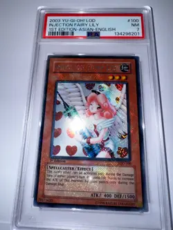 Yugioh 2003 Injection Fairy Lily 1st Edit PSA 7 REVERSE FOIL BLEED ERROR Asian-E - Image 1