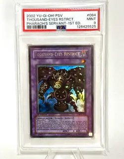 2002 YU-GI-OH! PSV-PHARAOH'S SERVANT 1ST ED #084 THOUSAND-EYES RESTRICT PSA 9 - Image 1