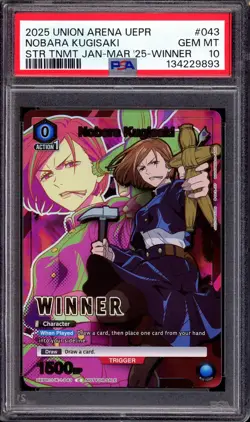 2025 Union Arena PR Store Tournament Jan-March Winner Nobara Kugisaki #43 PSA 10 - Image 1