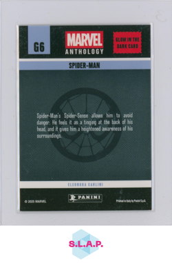 SPIDER-MAN PANINI G6 MARVEL ANTHOLOGY GLOW IN THE DARK CARD 2025 ENGLISH - Image 2