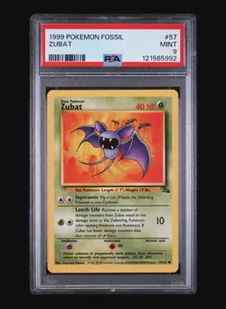 ZUBAT 57/62 - FOSSIL 1999 POKEMON CARD - FRESH SLAB - POP 197 - PSA 9 MINT - Image 2
