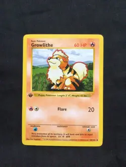 Pokemon Cards: Base Set 1st Edition Uncommon: Growlithe 28/102 - Image 1