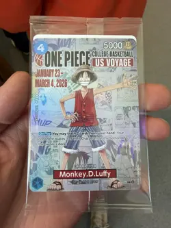 One Piece Monkey D. Luffy US Voyage College Basketball Promo Card Gonzaga SEALED - Image 1