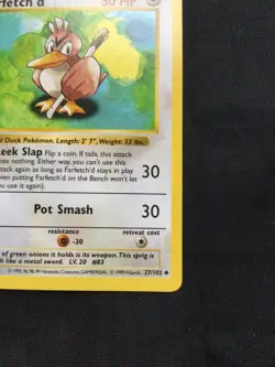 Pokemon Cards: Base Set 1st Edition Uncommon: Farfetch'd 27/102 - Image 4