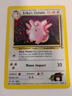 Erika's Clefable - 3/132 Gym Heroes Pokemon Holo Foil Nice! - Image 1
