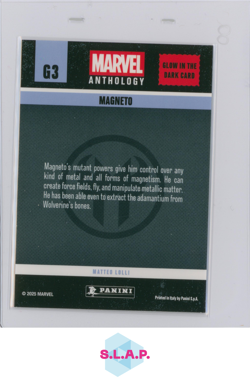 MAGNETO PANINI G3 MARVEL ANTHOLOGY GLOW IN THE DARK CARD 2025 ENGLISH - Image 2