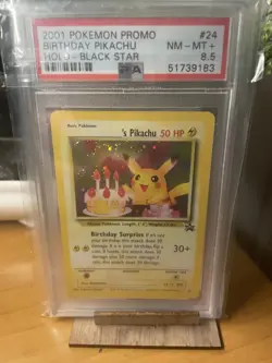 Pokemon PSA 8.5 Birthday Pikachu #24 Holo Black Star Promo 2001 English - Image 1