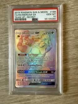 2019 Pokemon Sun & Moon Team Up Incineroar GX Full Art #188 PSA 10 Gem Mint - Image 1