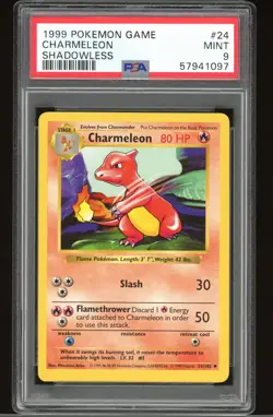 1999 Pokemon SHADOWLESS BASE SET Charmeleon PSA 9 MINT 24/102 - Image 1