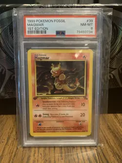 1999 POKEMON FOSSIL MAGMAR 1ST EDITION #39 PSA 8 NEAR MINT - Image 1