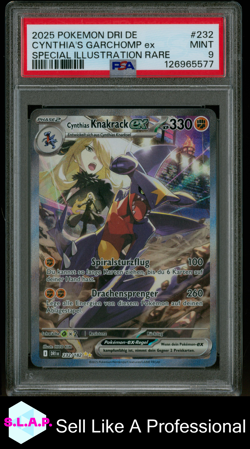 CYNTHIA'S GARCHOMP EX SPEC ILLU RARE POKEMON GER DESTINED RIVALS 2025 232 PSA 9 - Image 1