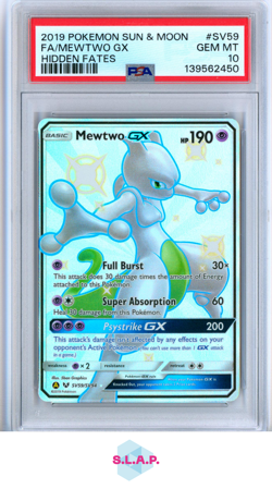 FA/MEWTWO GX HIDDEN FATES POKEMON SUN & MOON HIDDEN FATES 2019 SV59 PSA 10 - Image 1