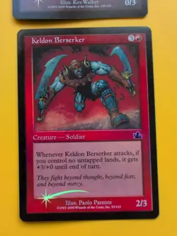 Keldon Battlewagon & Berserker MTG OLD BORDER FOIL 2 CARD. PROPHECY JUNE 2000. - Image 2