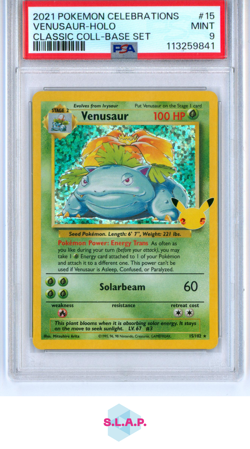 VENUSAUR POKEMON 15 2021 CELEBRATIONS HOLO ENGLISCH PSA 9 - Image 1