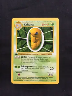 Pokemon Cards: Base Set 1st Edition Uncommon: Kakuna 33/102 - Image 1