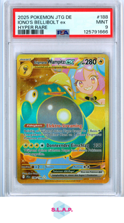 IONO'S BELLIBOLT EX HYPER RARE POKEMON JTG DE-JOURNEY TOGETHER 2025 188 PSA 9 - Image 1