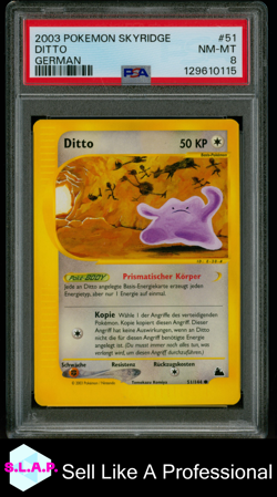 DITTO GERMAN POKEMON SKYRIDGE 2003 51 PSA 8 - Image 1