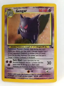 Pokemon TCG Gengar Fossil 5/62 Holo 1999-2000 Wizards Base Set Copyright Holo... - Image 1