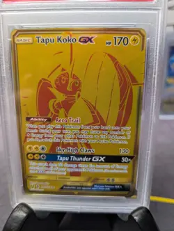 PSA 9 MINT Tapu Koko GX Gold Full Art 2019 Pokemon Sun & Moon Hidden Fates SV93 - Image 2