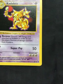 Pokemon Cards: Base Set 1st Edition Uncommon: Kadabra 32/102 - Image 4