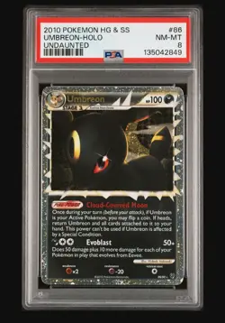2010 POKEMON HEARTGOLD & SOULSILVER UNDAUNTED #86 UMBREON-HOLO PSA 8 - Image 1