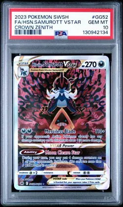 2023 Pokemon Crown Zenith # GG52 Full Art Hisuian Samurott VSTAR PSA 10 GEM MINT - Image 1