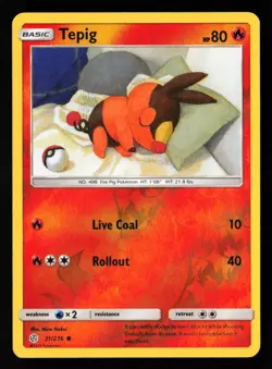 Pokemon TCG: Tepig Reverse Holo - SM - Cosmic Eclipse - #31/236 - Image 1