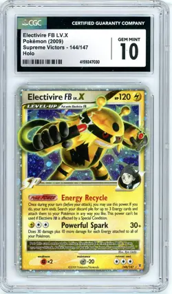 Pokemon Electivire FB LV. X #144 Supreme Victors CGC 10 Gem Mint POP 3 - Image 1
