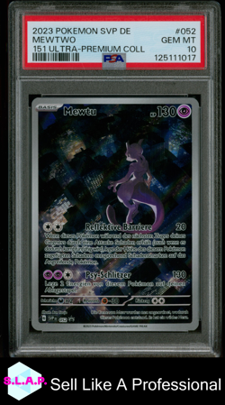 MEWTWO 151 ULTRA-PREMIUM COLL POKEMON GER SVP DE-SV BLCK STR PRM 2023 052 PSA 10 - Image 1