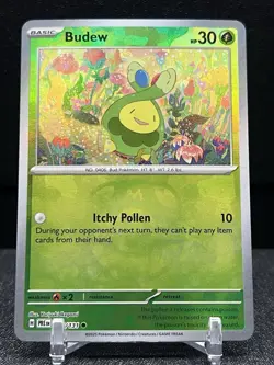 Budew - NM - Master Ball Pattern 004/131 Sv: Prismatic Evolutions Holo Pokemon - Image 1