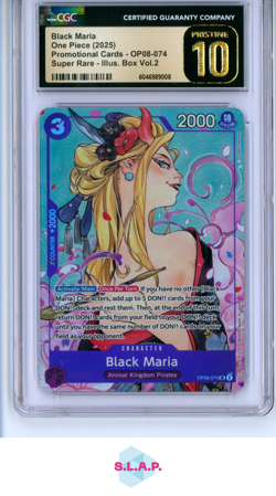 BLCK MARIA ONE PIECE #074 2025 ILL BOX VOL.2 OP08-074 PR SUP RARE ENG CGC PRI 10 - Image 1