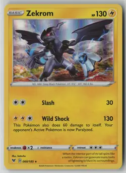 Zekrom 60/185 Pokemon Vivid Voltage Rare Near Mint Holo Card (NM) 3 - Image 1